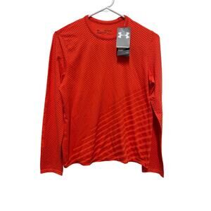 NWT Under Armour Youth Loose Fit Heat Gear Orange Long sleeve shirt Size XL